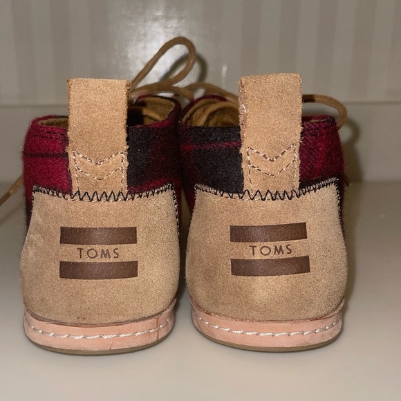 Toms Red And Black Buffalo Plaid Bota Desert Boot Leather Ankle Chukka Boots - Picture 11 of 16
